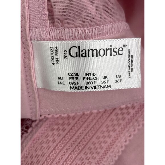 Glamorise Bramour Gramercy Luxe Lace Wirefree Bralette 7012 Mauve Pink 36F - Picture 6 of 6